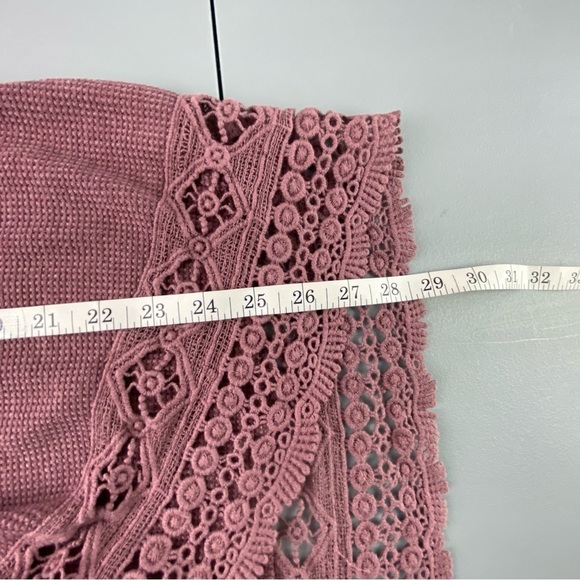 Paparazzi pink open front crochet lined thermal cardigan top women's size medium - Picture 7 of 9